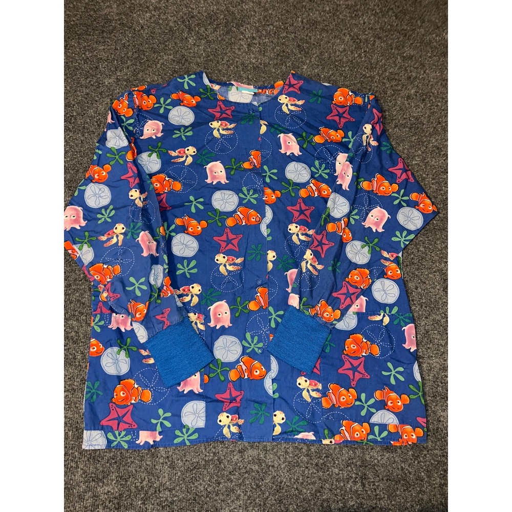 Disney Finding Nemo Barco Uniforms Scrub Jacket Blue Medium D14270C Cotton